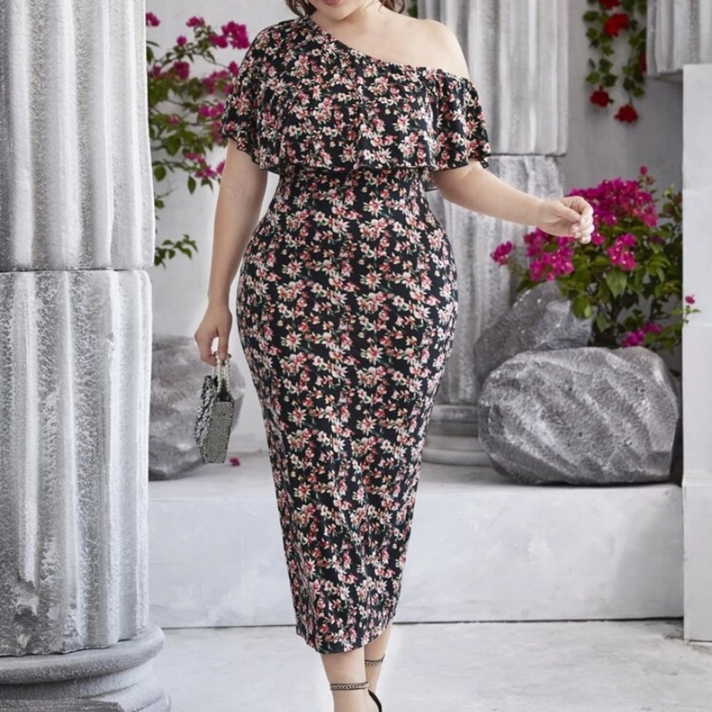 Floral dress asymmetrical